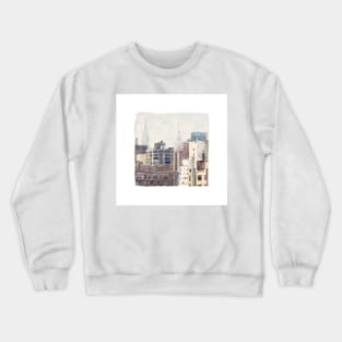 Mixed media painting of Manhattan, New York. Crewneck Sweatshirt